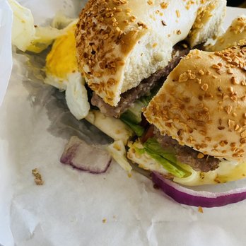 Brooklyn Bagels - Lettuce in the sandwich with sausage - Bagels Near Me - Virginia Beach, Virginia Brooklyn Bagels - Lettuce in the sandwich with sausage - Bagels Near Me - Virginia Beach, Virginia