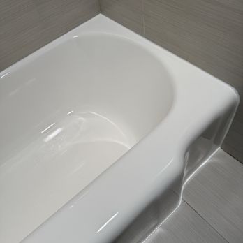LA Reglazing - After: Caulked edges all around the tub (even the floor edge of the tub) - Refinishing Services Near Me LA Reglazing - After: Caulked edges all around the tub (even the floor edge of the tub) - Refinishing Services Near Me