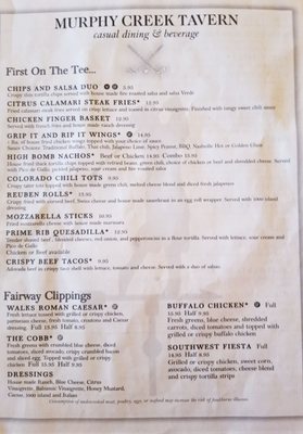Menu photo 1 Murphy Creek Tavern Aurora, CO Menu photo 1 Murphy Creek Tavern Aurora, CO