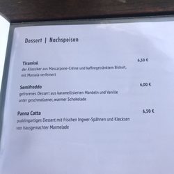 Terra Nuova - Dessert menu