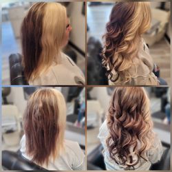 Hairspray Salon - Before and after hair extensions.