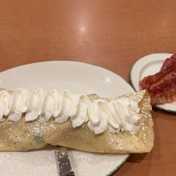 Cora Breakfast and Lunch - April 89 custard crepe with a side of bacon
