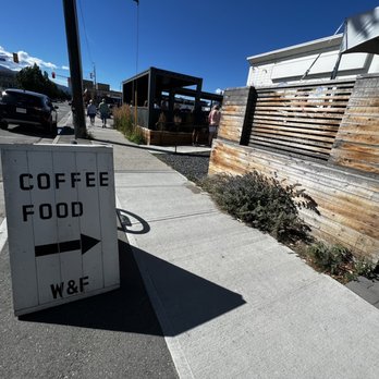Wayne & Freda - a coffee food sign on a sidewalk - Coffee & Tea Near Me - Penticton, British Columbia