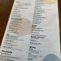 Drink menu Drink menu
