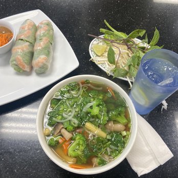 Pho 45 - Veggie pho and shrimp spring rolls - Vietnamese Near Me - Garden Grove, California Pho 45 - Veggie pho and shrimp spring rolls - Vietnamese Near Me - Garden Grove, California