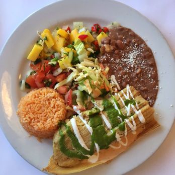 Cafe Del Sol - Chicken Tamale on the lunch menu. Great price and huge portions! - Mexican Near Me - Menlo Park, California