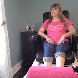 Nail Shack - Our friendly, knowledgeable Nail Tech & owner making sure that the equipment is working properly.