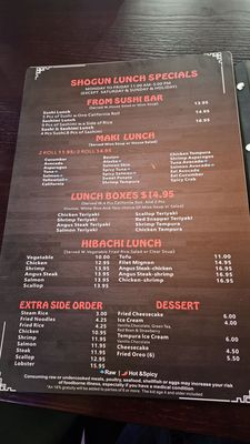Menu photo 8 Shogun Tampa Bay, FL