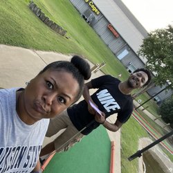 Golf & Games Family Park - He's so dang COMPETITIVE!!! He's gloating that he's in FIRST PLACE! ‍