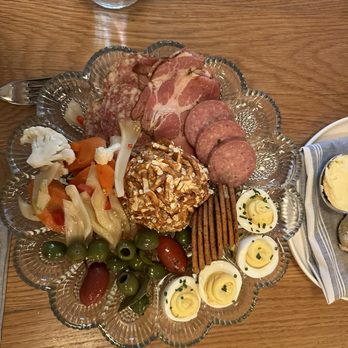 Local Jones - House made charcuterie platter with pickled vegetables, olives, pimento cheese, and deviled eggs - New American Near Me - Denver, Colorado Local Jones - House made charcuterie platter with pickled vegetables, olives, pimento cheese, and deviled eggs - New American Near Me - Denver, Colorado
