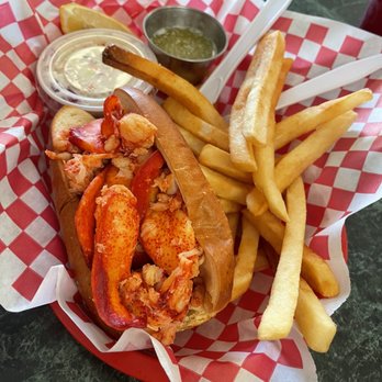 Mainely Seafood - Hot lobster roll with butter, fries & coleslaw - Seafood Markets Near Me - Punta Gorda, Florida