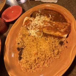 Beef enchilada and stuffed pepper