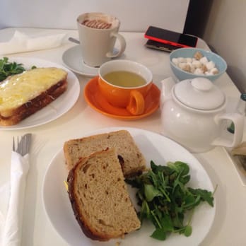 Bread & Co - Croque Monsieur & cappuccino, hot sausage with caramelised onion sandwich & Japanese tea - Bakeries Near Me - Warwick, WAR