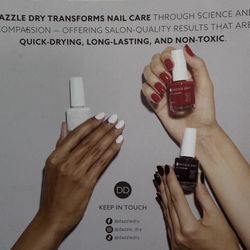 Green Nail - Now offering Dazzle Dry -- quick-drying, non-toxic, vegan, no UV light, lasts up to 2 weeks.