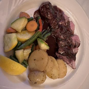 Soule Domain - Pork Tenderloin with fresh vegetables - New American Near Me - Kings Beach, California