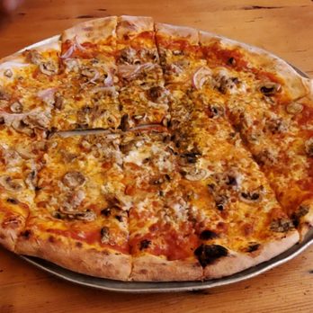 Flatbread Company - Mushroom and Sausage Pizza - Pizza Near Me - Paia, Hawaii Flatbread Company - Mushroom and Sausage Pizza - Pizza Near Me - Paia, Hawaii