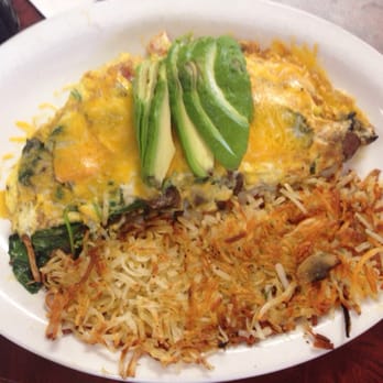 Rodeo Cafe - Spinach, Mushroom, tomato Omelette with avocado and cheddar cheese! So bomb! - Breakfast & Brunch Near Me - Norco, California Rodeo Cafe - Spinach, Mushroom, tomato Omelette with avocado and cheddar cheese! So bomb! - Breakfast & Brunch Near Me - Norco, California