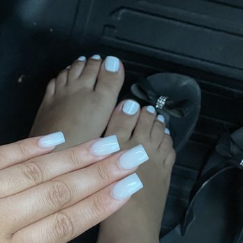 Color Gel Nail - Matching pedicure with white nail polish - Nail Salons Near Me - Salinas, California