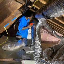 Prosper's A/C HVAC & Refrigeration - Attic complete installation strapping ducts
