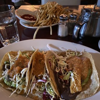 Superfine - PAN FRIED MARKET FISH TACOS superfine fries - Bars Near Me - Brooklyn, New York
