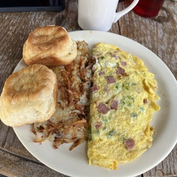 Union Station Diner - #8 omelette with hash browns and biscuits - Breakfast & Brunch Near Me - New Braunfels, Texas Union Station Diner - #8 omelette with hash browns and biscuits - Breakfast & Brunch Near Me - New Braunfels, Texas