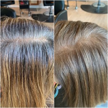Kutz by Kimmy - Grey blending root retouch using hair color, no bleach - Hair Stylists Near Me - Kapolei, Hawaii Kutz by Kimmy - Grey blending root retouch using hair color, no bleach - Hair Stylists Near Me - Kapolei, Hawaii
