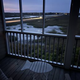Twilight on the private porch.