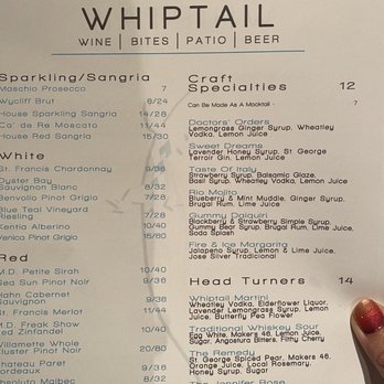 Whiptail - A snippet of their menu - Beer, Wine & Spirits Near Me - Rio Rancho, New Mexico