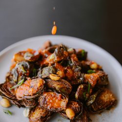 The Rogue Panda - Kung Pao Brussels. Crispy brussels, peanuts, scallions, Kung Pao sauce