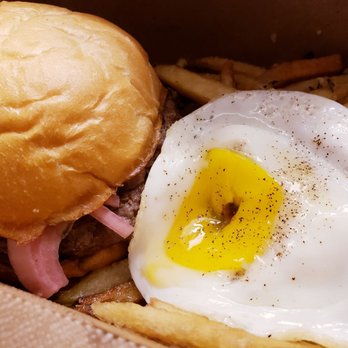 The Cut - TRUFFLE AND BRIE BURGER (rare)with GARLIC & ROSEMARY FRIES  (Fresh-cut Fries, Bacon Fat Garlic Confit, Rosemary). Flawless! - Burgers Near Me - Irvine, California