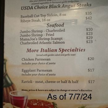 Mamajoes Italian Grill - Steak, seafood & specialties menu - Italian Near Me - Strawberry, Arizona Mamajoes Italian Grill - Steak, seafood & specialties menu - Italian Near Me - Strawberry, Arizona