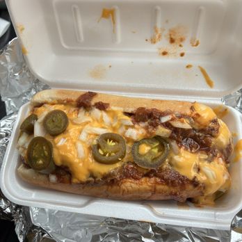 Flub A Dub Chub's - The Chili dog with mustard, onions jalapeños added... - Hot Dogs Near Me - Chicago, Illinois