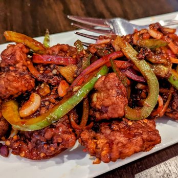 Szechaun Mirchi - Shredded Chicken with Red and Green Pepper ($10.95) - Indian Near Me - Jersey City, New Jersey Szechaun Mirchi - Shredded Chicken with Red and Green Pepper ($10.95) - Indian Near Me - Jersey City, New Jersey