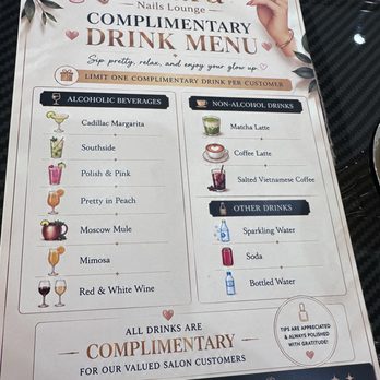 Vdara Nails Lounge - Drink menu - Nail Salons Near Me - Austin, Texas Vdara Nails Lounge - Drink menu - Nail Salons Near Me - Austin, Texas