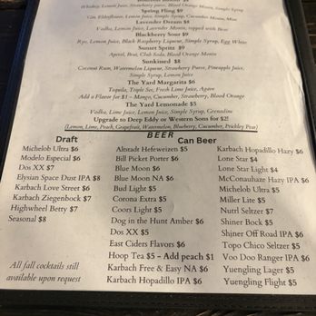 The Yard @ 1224 - Menu - Cocktail Bars Near Me - San Antonio, Texas The Yard @ 1224 - Menu - Cocktail Bars Near Me - San Antonio, Texas