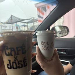 Iced horchata and Gingerbread latte hot