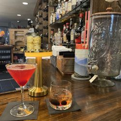 Shanghai Jazz Restaurant & Bar - Upstairs restaurant bar area and our drinks Billie Holiday and Rye on the rocks