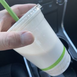 Melted strawberry shake. Ordered within 8 minutes of my mobile order. For a oreo milk shake.
