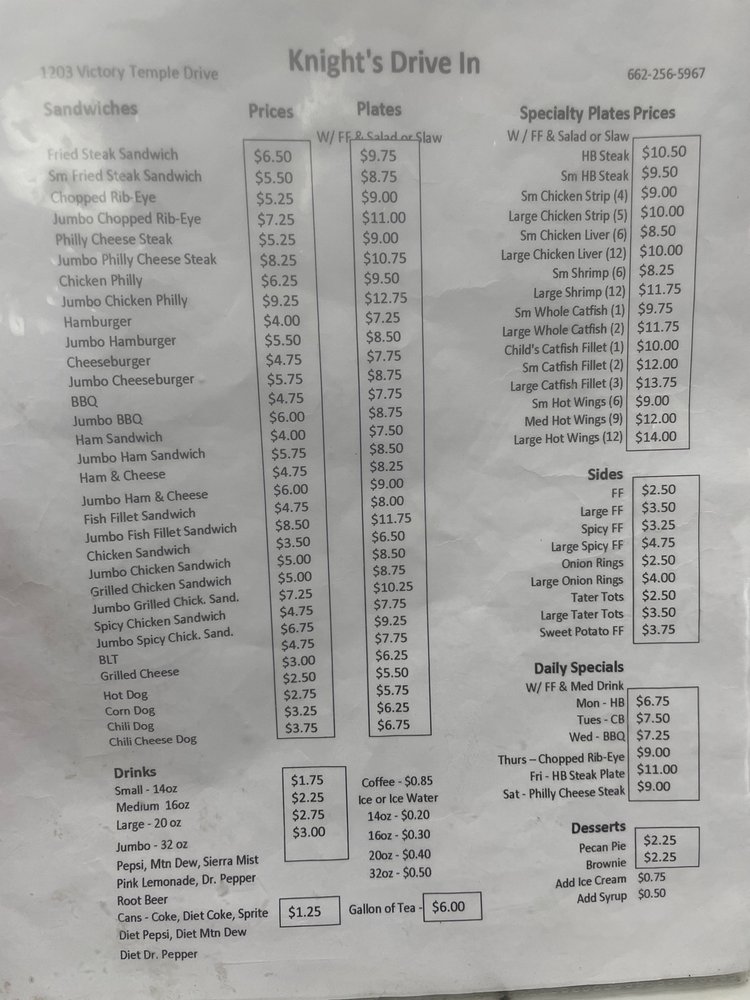 KNIGHT’S DRIVE IN 1203 Victory Temple Dr, Amory, Mississippi Fast