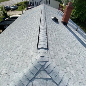 Pine Rock Roofing - gray ridge cap asphalt shingle roof installation - Roofing Near Me - Greensboro, North Carolina