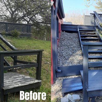Ace Handyman Services Southern Tier - This staircase went from old worn out looking to fresh new looking steps. - Handyman Near Me - Binghamton, New York
