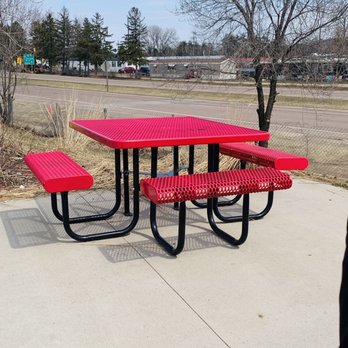Kwik Trip - a red picnic table and benches - Convenience Stores Near Me - Black River Falls, Wisconsin