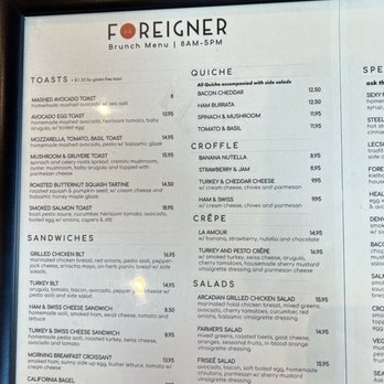 Foreigner - Feb 2023 Menu - Breakfast & Brunch Near Me - San Mateo, California