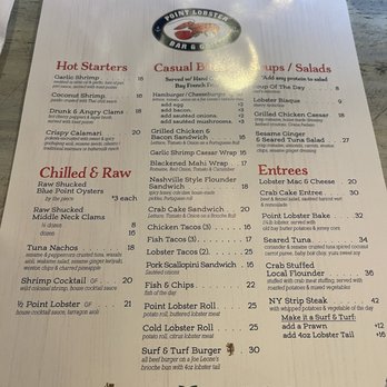 Point Lobster Bar & Grill - Menu - Seafood Near Me - Point Pleasant Beach, New Jersey