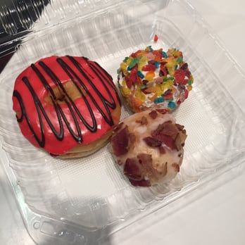 Cafe Dulce - Strawberry jelly donut, fruit loops and bacon donut hole were so good! $4.50 for all. - Coffee & Tea Near Me - Los Angeles, California