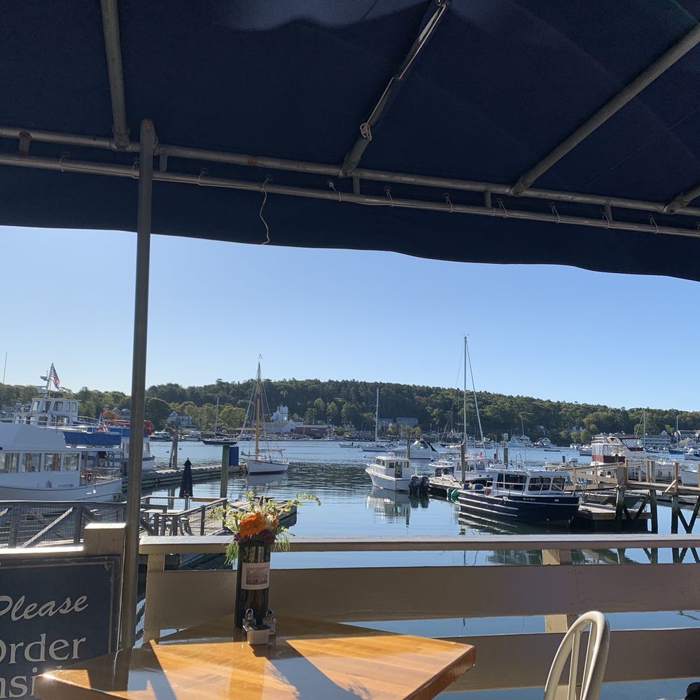 Outdoor seating looking out over the harbor Outdoor seating looking out over the harbor
