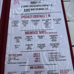 Menu as of February 2025
