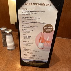 White Spot Park & Tilford - Wine Wednesday menu