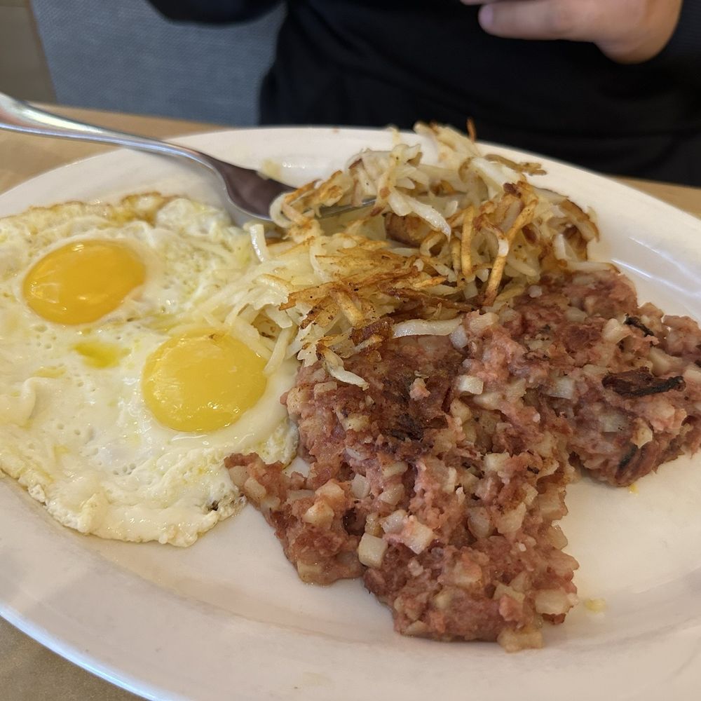 Corned Beef Hash with Two Cage Free Eggs Corned Beef Hash with Two Cage Free Eggs