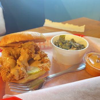 Waldos Chicken And Beer - Chicken Tender Chicken Sandwich and collard greens - Southern Near Me - Aurora, Colorado Waldos Chicken And Beer - Chicken Tender Chicken Sandwich and collard greens - Southern Near Me - Aurora, Colorado